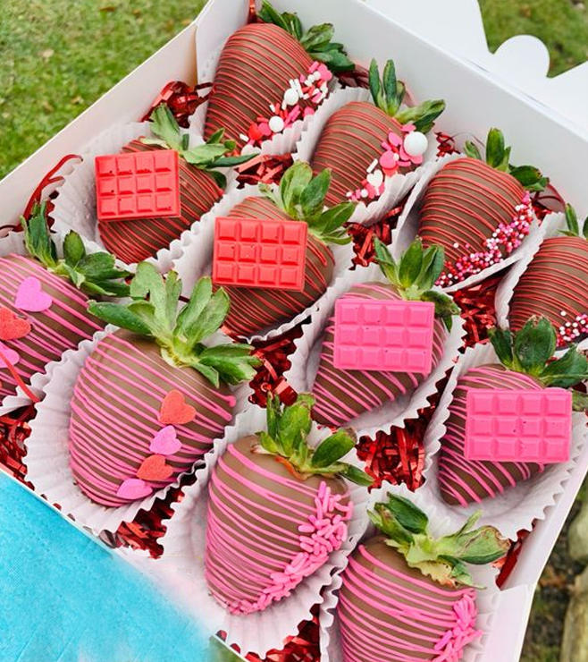Pink Drizzled Dipped Strawberries