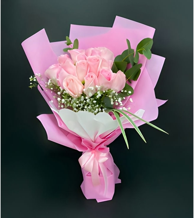 Passionate Pink Rose Hand Bouquet