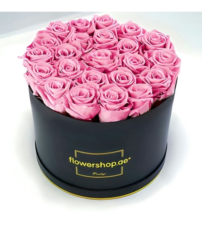 Exquisite 50 Pink Roses Hatbox, Abu Dhabi Online Shopping