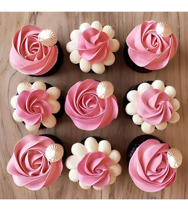 Pink Rose Swirls Cupcakes