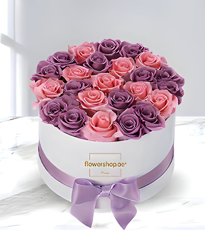 Pink and Purple Rose Hatbox