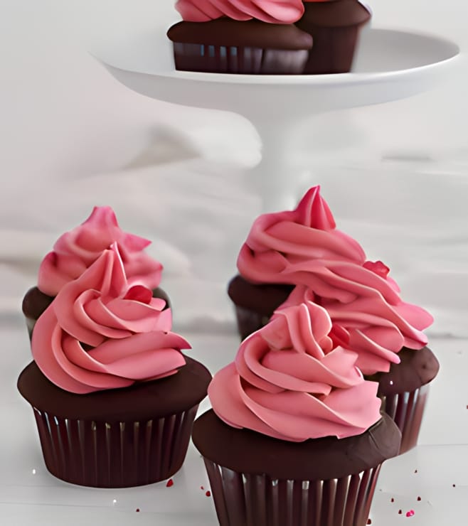 Pink Swirls Chocolate Cupcakes