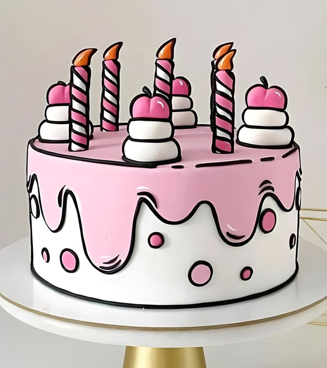 Pretty Pink Cartoon Cake