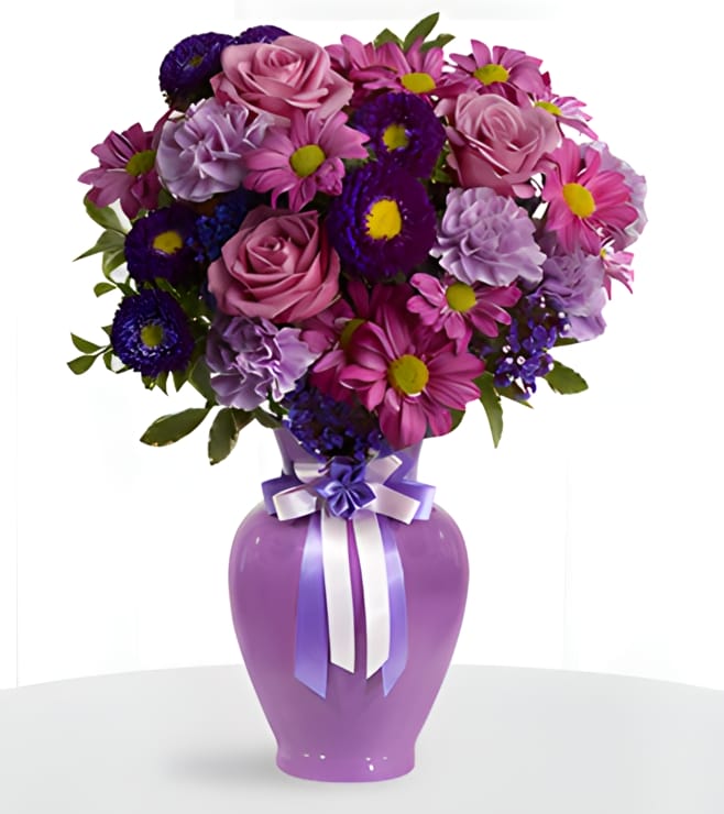 Purple Flower Bouquet, Blue