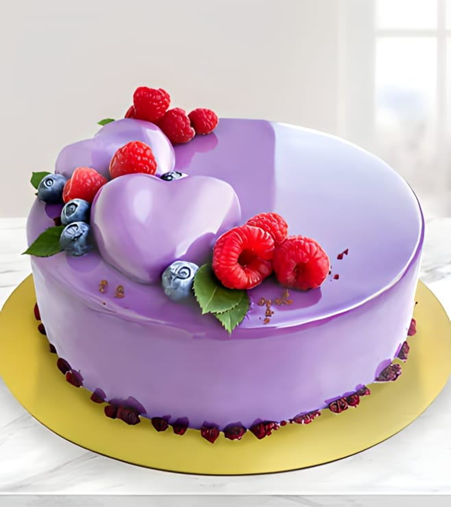 Purple Hearts Glaze Cake