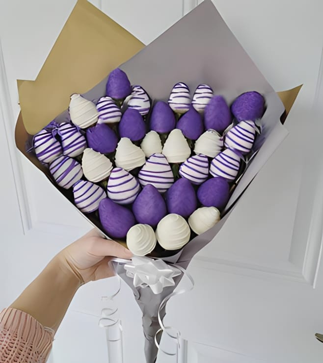 Purple Dipped Strawberry Bouquet, Mother's Day