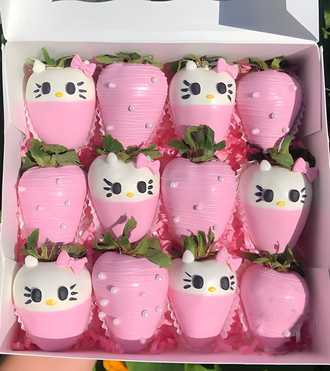 Purrfect Pink Dipped Strawberries