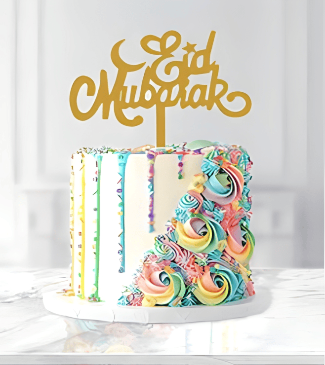 Rainbow Swirls Eid Cake, Eid Gifts