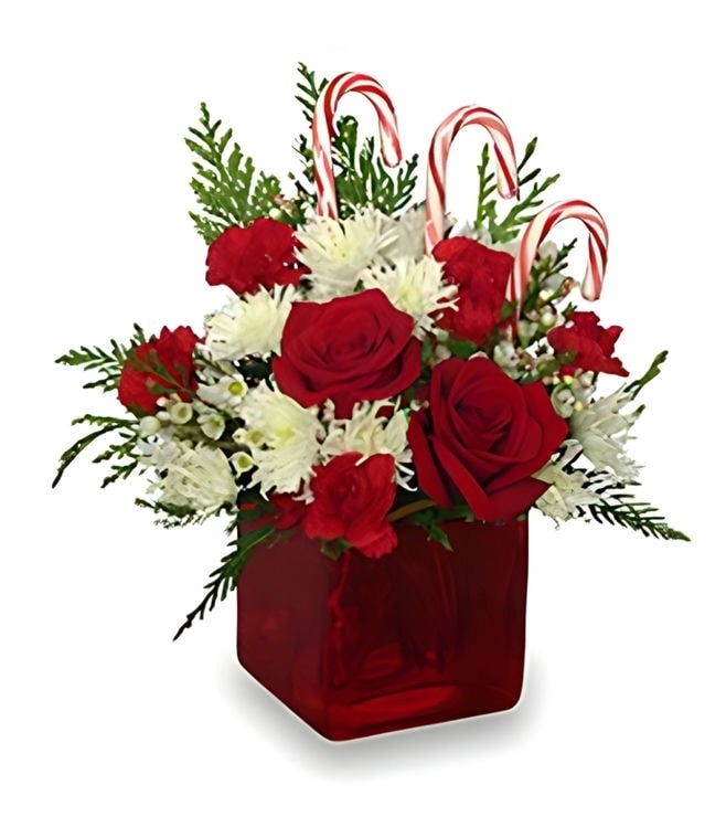 Red Roses & Canes Centrepiece