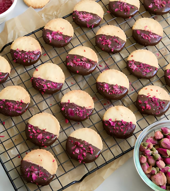 Rosewater Shortbread Cookies