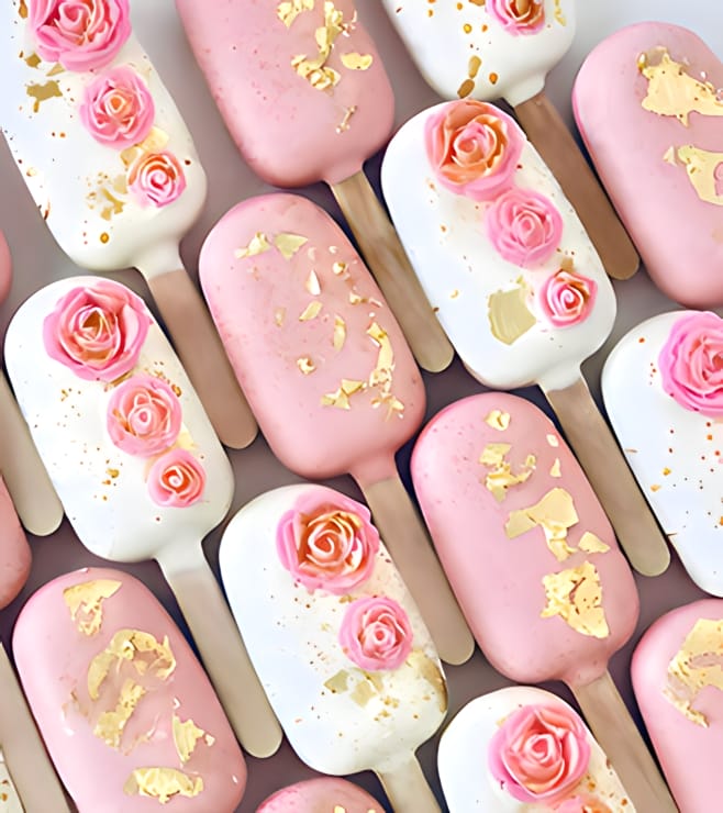 Rosy Gold Cakesicles, Birthday Cakes