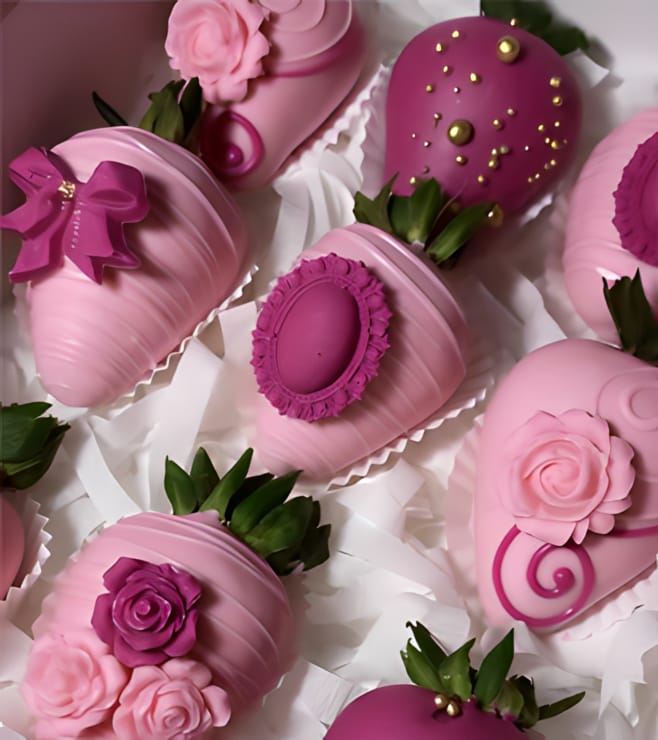 Rosy Purple Dipped Strawberries