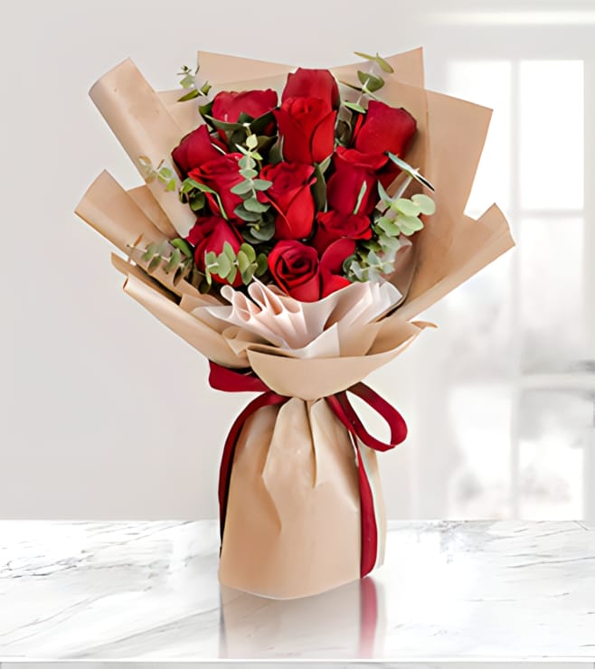 Royal Crimson Rose Bouquet, Roses