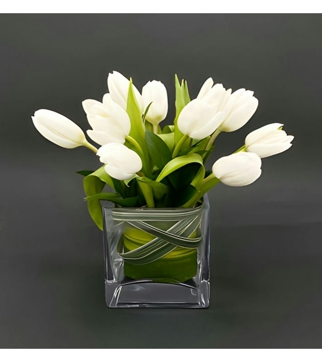 Serene White Tulip Bouquet