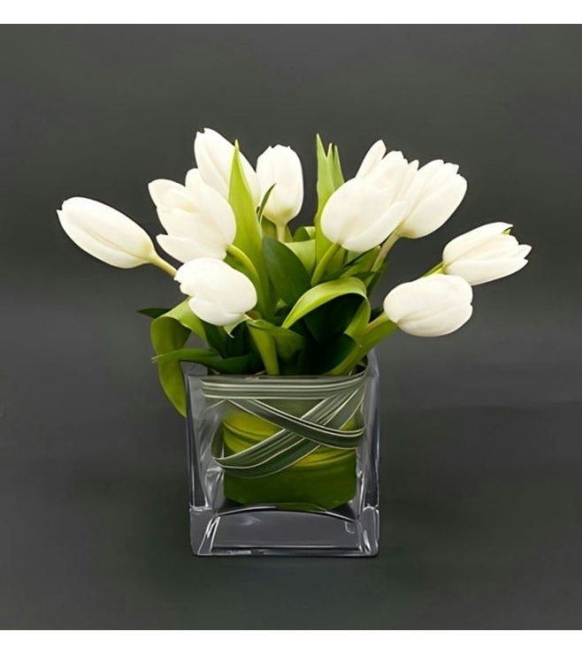 Serene White Tulip Bouquet, White