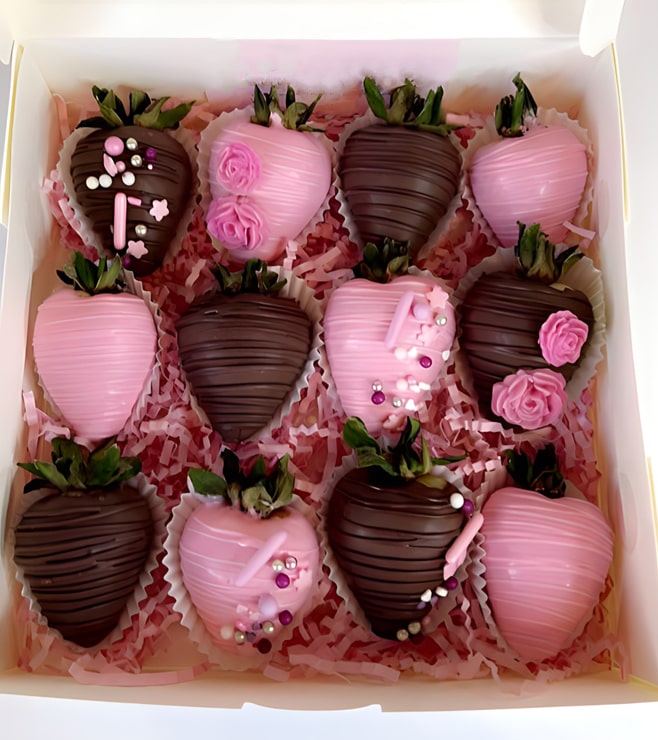 Sleek Pink Dipped Strawberries