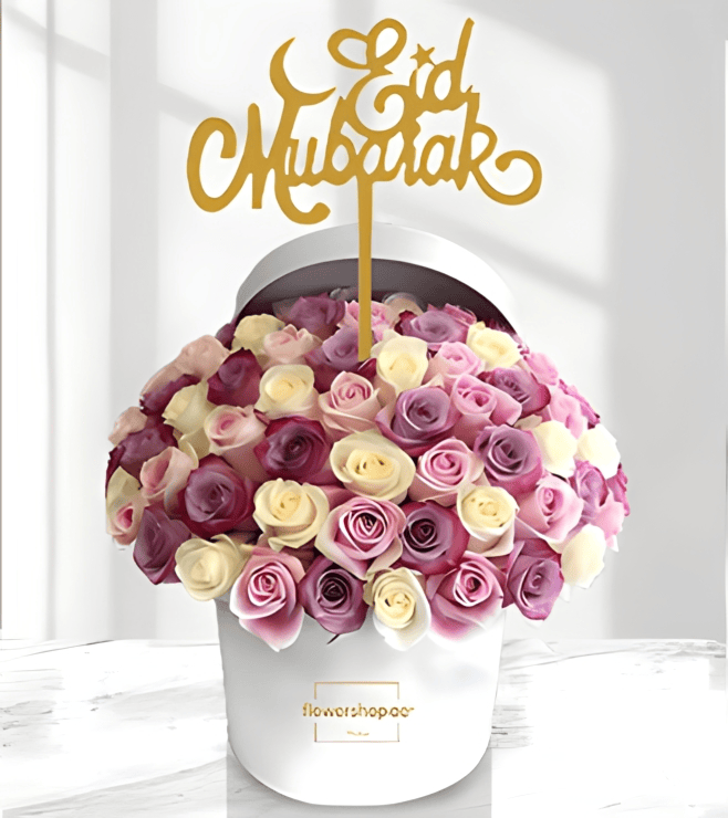 Sophisticated Eid Rose Hatbox, Eid Gifts