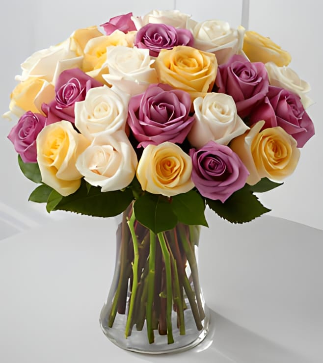 Summer Surprises Rose Bouquet, White