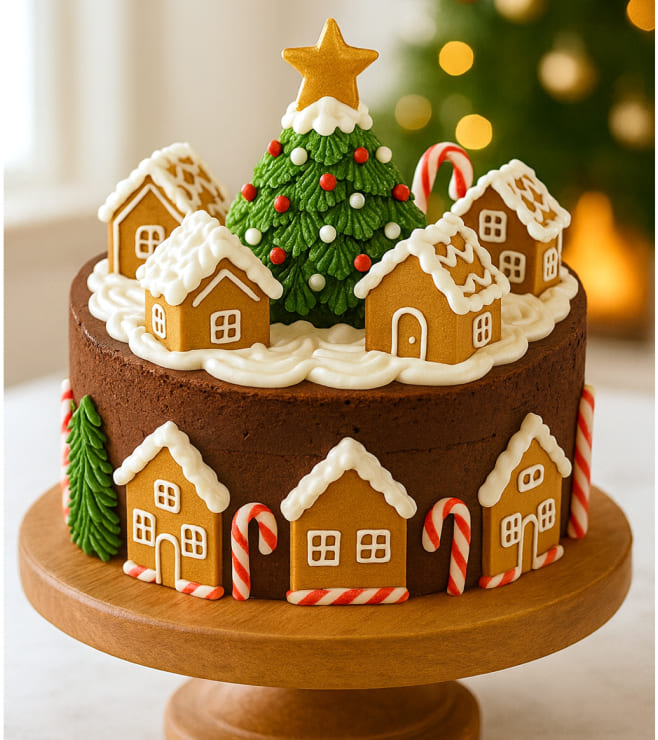 Starlit Ginger Town Cake, Christmas Gifts