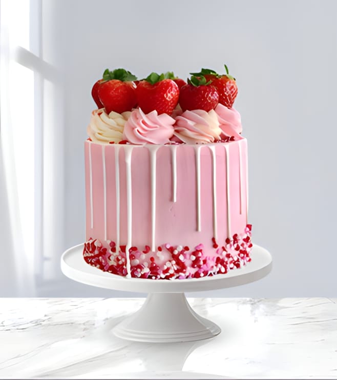 Strawberry Drip Cake Theflowershop Ae 57337