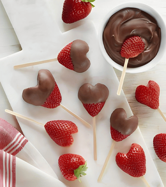 Dipped Heart Strawberry Lollipops, Love and Romance