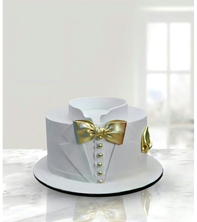 Stylish White Tuxedo Cake
