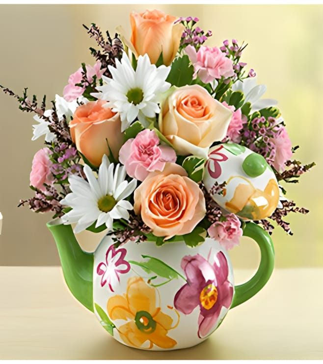 Teapot Full of Blooms, 1-Hour Gift Delivery