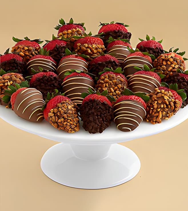 Devil's Kiss-Two Dozen Dipped Strawberries, Chocolate Covered Strawberries