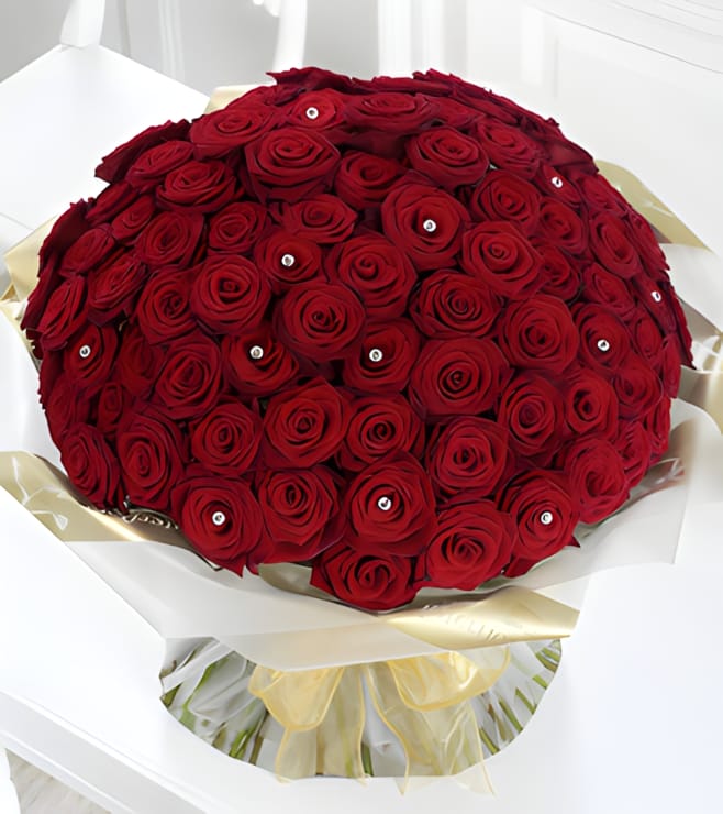 Ultimate 100 Rose Hand-tied, Valentine's Day