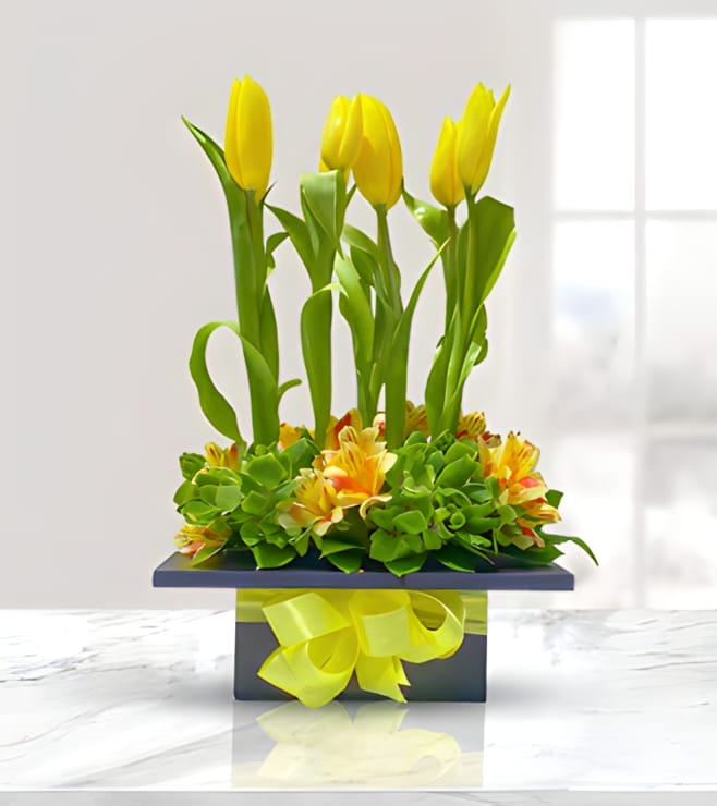 Cherished Yellow Tulips Bouquet, Yellow