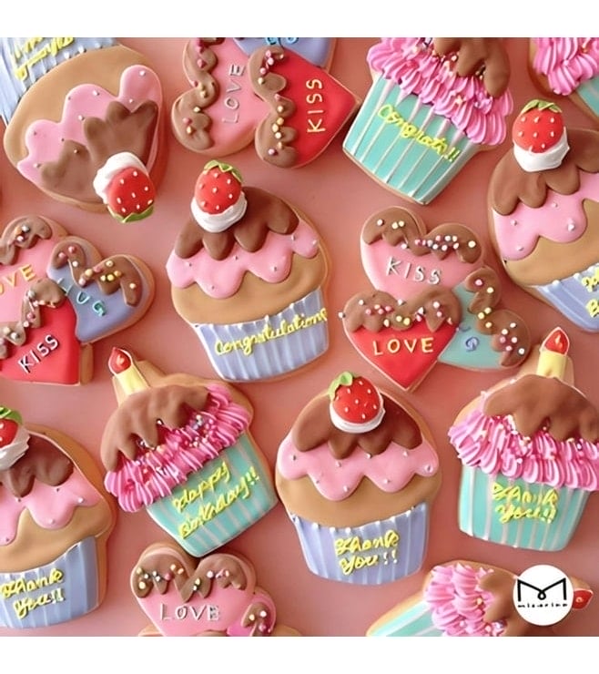 Cupcake Design Birthday Cookies