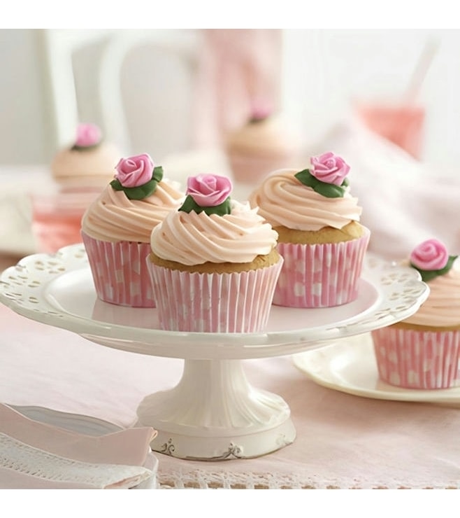 Delicate Cream Rose Cupcakes