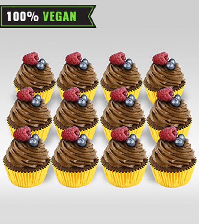 Vegan Chocolate Cupcakes - Dozen Cupcakes, Eggless - Dairy-Free | Cakes