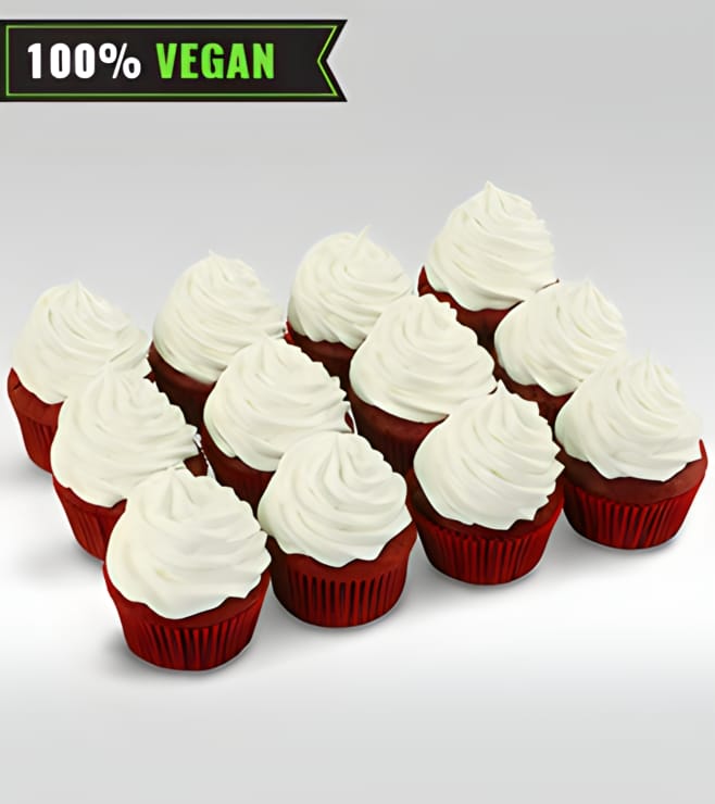 Vegan Red Velvet Cupcakes - Dozen Cupcakes, Eggless - Dairy-Free | Cakes