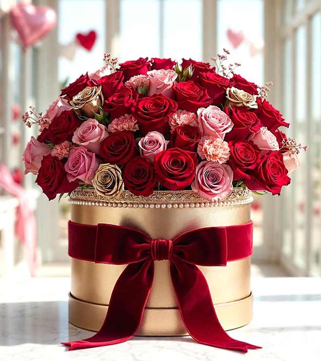 Velvet Valentine Hatbox, Flowers