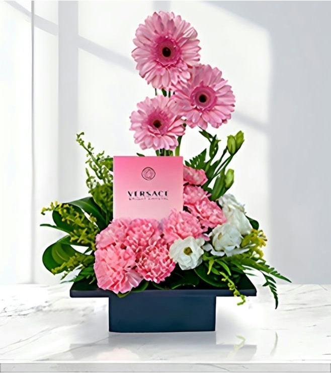 Vibrant Gerbera Beauty with Versace Bright Crystal, Emirati Women's Day Gifts