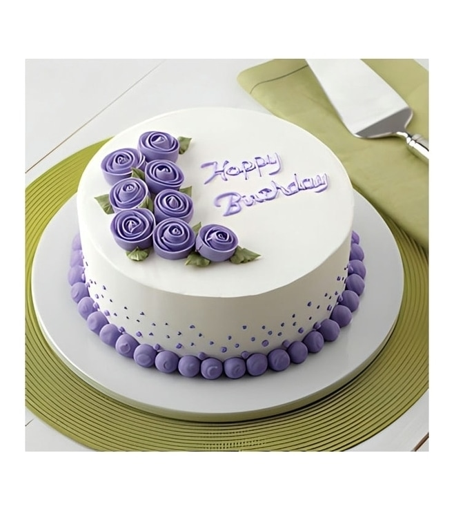 Vivid Violet Roses Cake, Birthday Cakes