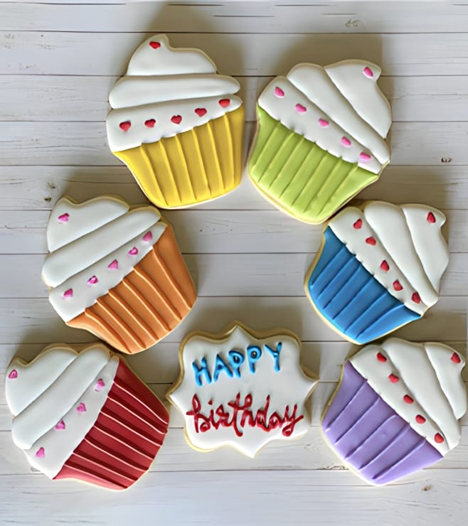 Vivid Birthday Cupcake Cookies