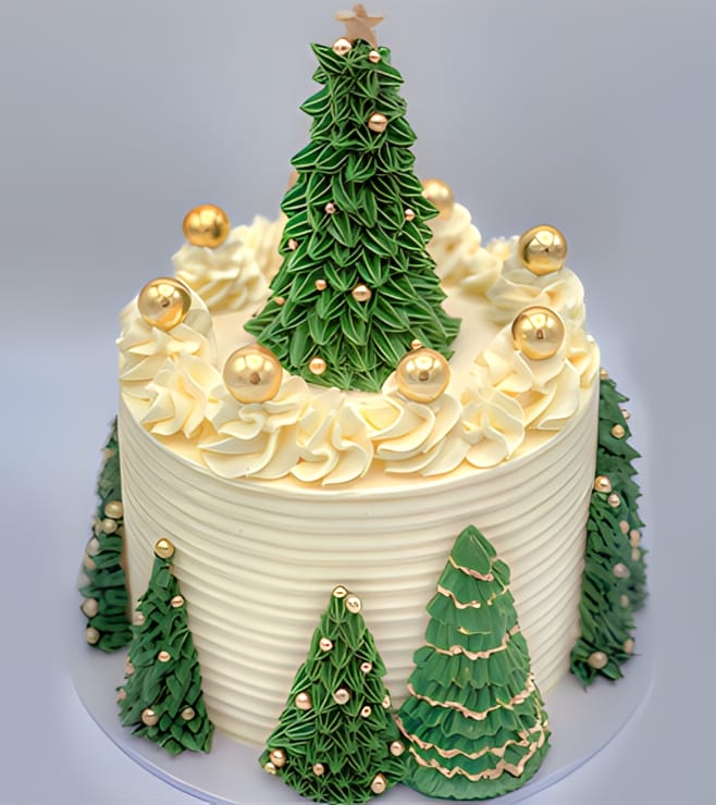 Wintry Christmas Tree Cake