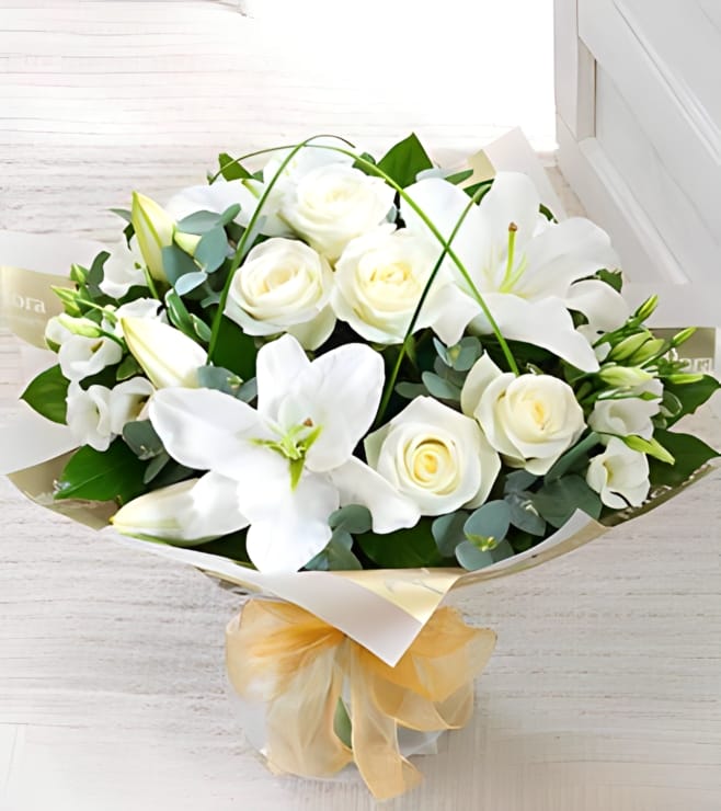 Wonderfully White Hand-tied, Lillies