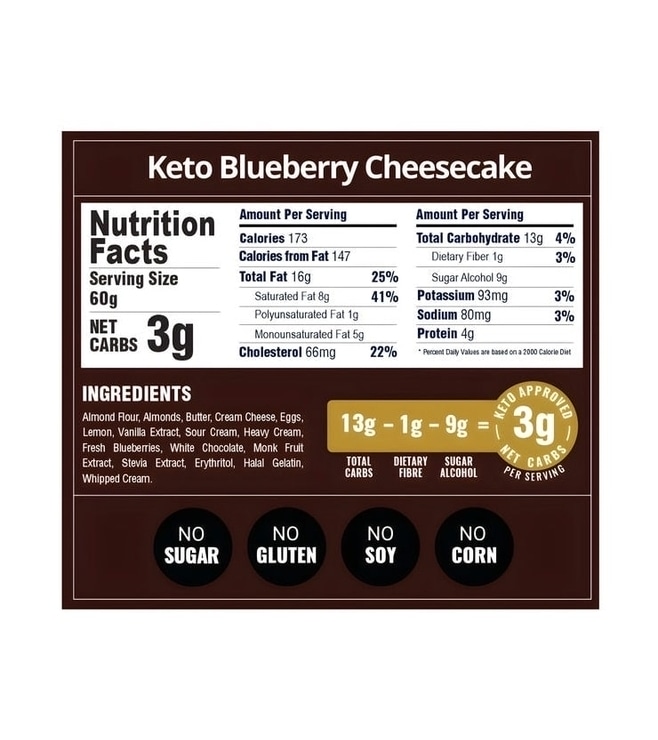 Keto 1/2KG Blueberry Cheesecake By Broadway Bakery. Gluten Free, Sugar Free, Low Carb Dessert...