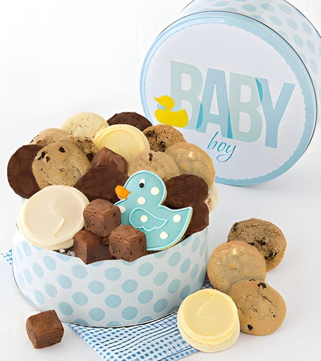 Welcome Baby  Boy Gift Box, Cookies & Brownies
