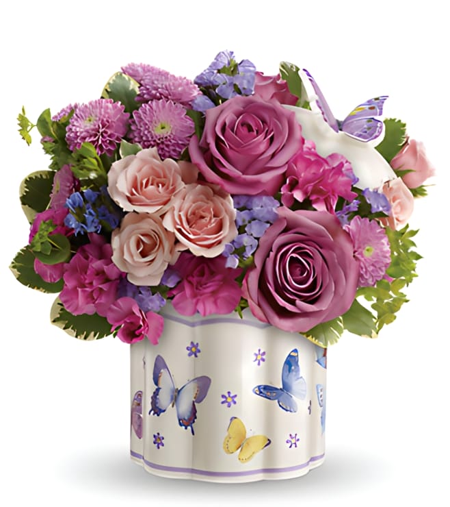 Field Of Butterflies Bouquet, Blue