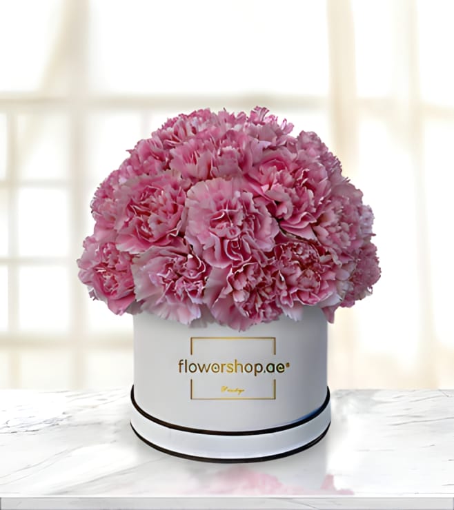 Fluttering Pink Carnation Hatbox