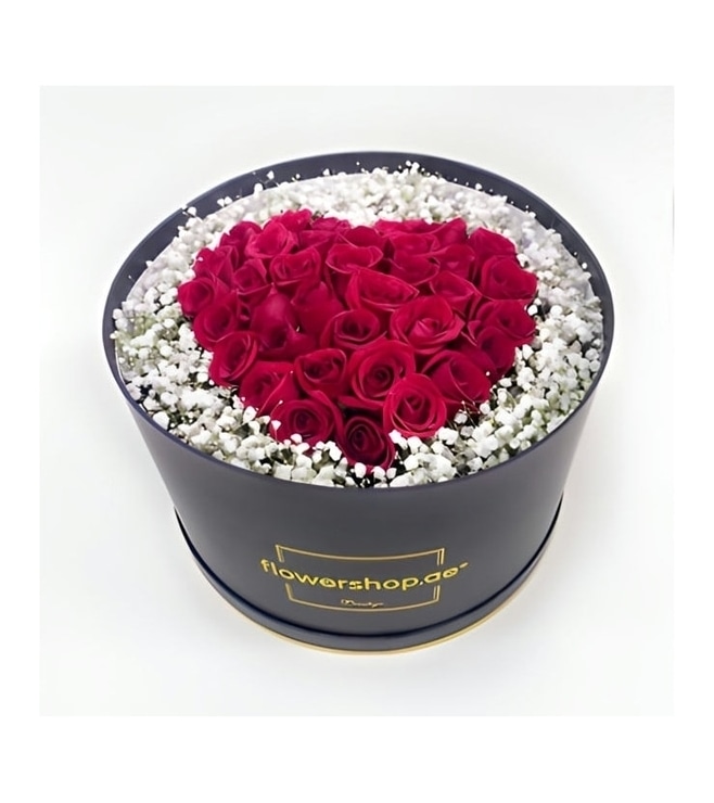 Stunning Rose Black Hatbox, Red