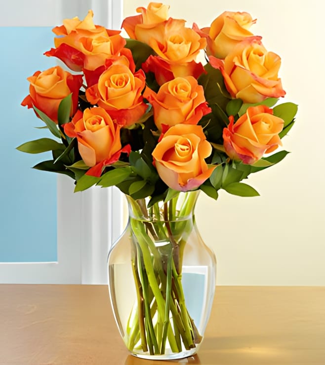 One Dozen Orange Roses