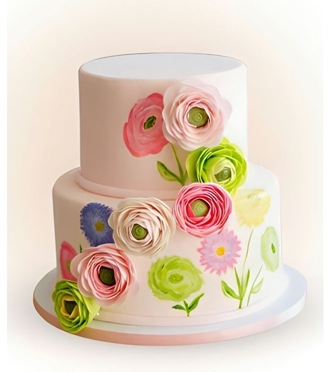 Vintage Florals Painted Cake, Cakes