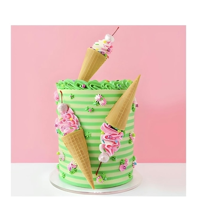 Ice Cream Cone Striped Cake
