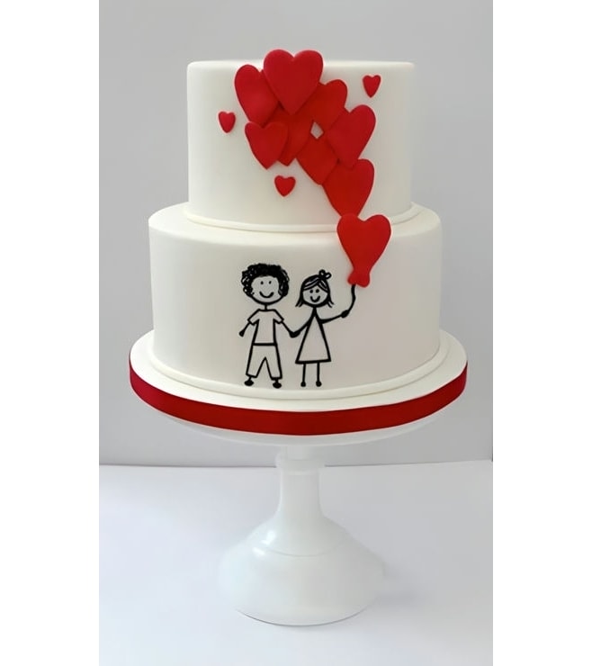 Balloon Hearts Tiered Cake