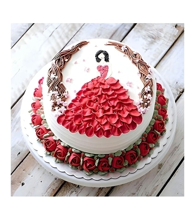 Red Ruffle Dress Cake